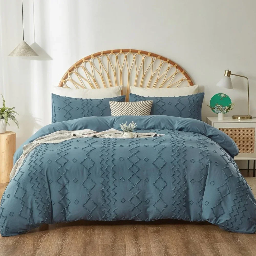 Boho Terracotta Queen Duvet Cover Set: Soft Floral Bedding with Botanical Design